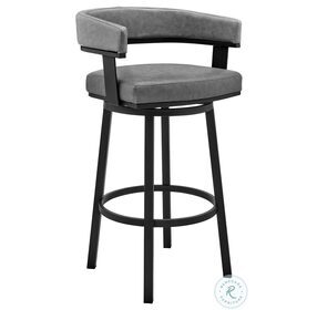 Cohen Gray Faux Leather And Black Swivel 26" Counter Height Stool