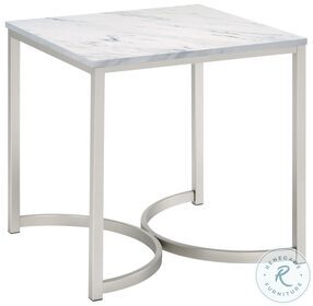 Leona White And Satin Nickel End Table 