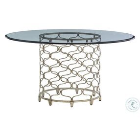Laurel Canyon Silver Leaf Bollinger Glass Top 60" Round Dining Table