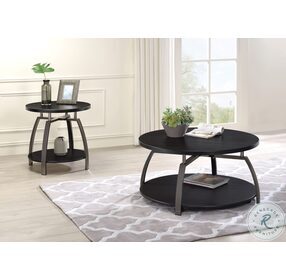 Dacre Dark Grey And Black Nickel Round Occasional Table Set
