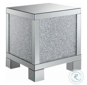 Gillian Silver And Clear Mirror End Table