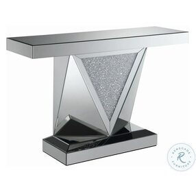 Gunilla Silver And Clear Mirror Triangle Detailing Sofa Table