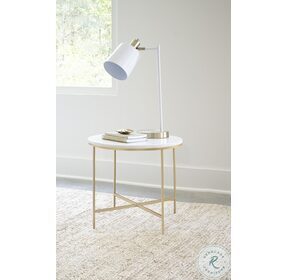 Ellison White And Gold Round End Table