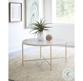 Ellison White And Gold Round Coffee Table