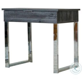 Baines Dark Charcoal And Chrome End Table