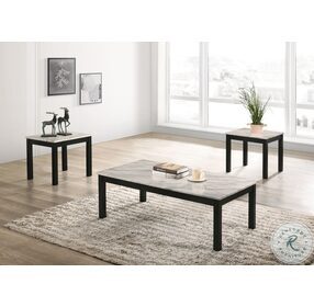 Bates White And Black Faux Marble 3 Piece Occasional Table Set