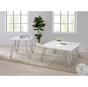 Harley White And Chrome Occasional Table Set