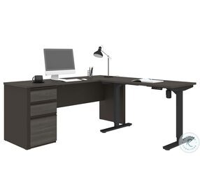 Prestige Bark Grey And Slate 71" 2 Piece L Shaped Adjustable Desk