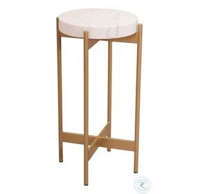 Isha Silas Gold And White Marble Accent Table