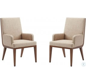 Kitano Rich Brown Hazelnut Marino Upholstered Arm Chair Set of 2