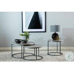 Lainey Grey And Gunmetal 2 Piece Nesting Occasional Table Set