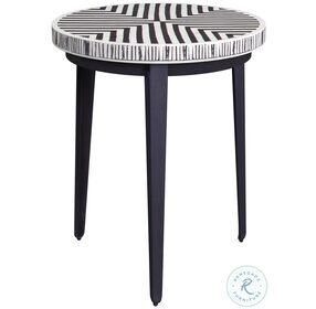 Ewing Black And White Round End Table