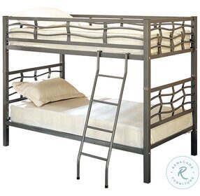 Fairfax Silver Metal Twin Over Twin Bunk Bed