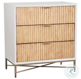 Larsen White And Natural 3 Drawer Small Chest