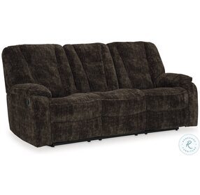 Soundwave Chocolate Reclining Sofa with Drop Down Table