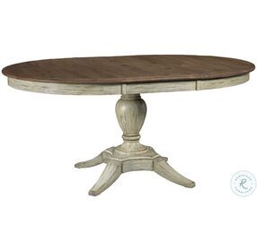 Weatherford Cornsilk And Brown Milford Extendable Round Dining Table