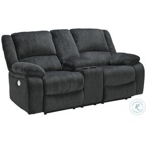 Draycoll Slate Double Power Reclining Loveseat with Console