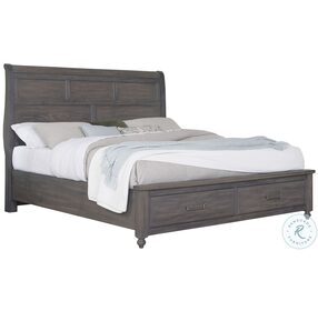 Vista Gray Oak King Sleigh Storage Bed