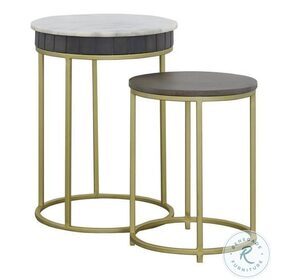 Cameron Park Nolan Gray And White Marble Nesting End Tables