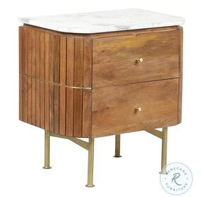 Myles Rian Brown And White Marble 2 Drawer End Table