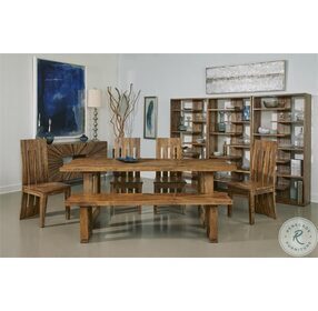 Elias Rayz Natural Brown Dining Room Set with Brownstone Nut Brown Dining Chair