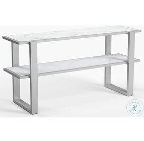 Hessie Silver And White Marble Top Console Table