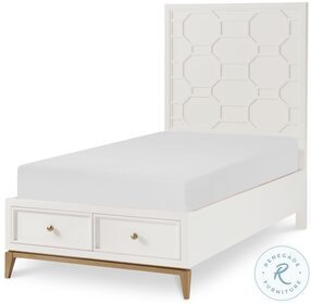 Chelsea White And Gold Twin Storage Panel Bed by Rachael Ray