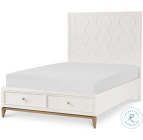 Chelsea White And Gold Full Storage Panel Bed by Rachael Ray