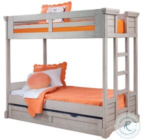 Stonebrook Light Distressed Antique Gray Twin Over Twin Bunk Bed With Trundle