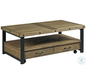 Hamilton Workbench Rustic Brown And Black Rectangular Cocktail Table