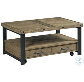 Hamilton Workbench Rustic Brown And Black Small Rectangular Cocktail Table
