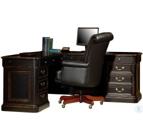 Louis Phillippe Black L-Desk Home Office Set