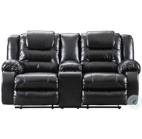 Vacherie Black Double Reclining Loveseat with Console