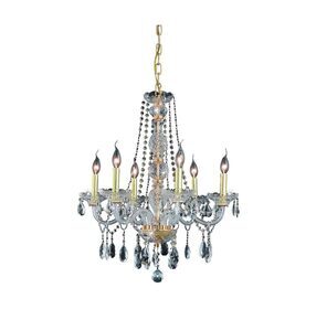 7956D24G-RC Verona 24" Gold 6 Light Chandelier With Clear Royal Cut Crystal Trim