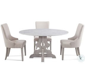 Delaney Washed Gray And White Marble Top Round Dining Room Set