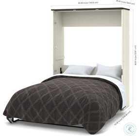 Lumina White Chocolate Queen Wall Bed with Desk and Storage Unit