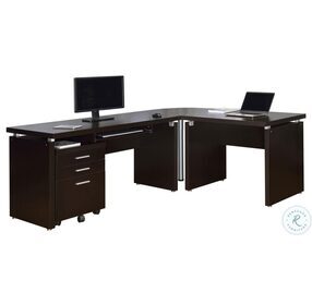 Skylar Cappuccino L Desk With File Cabinet