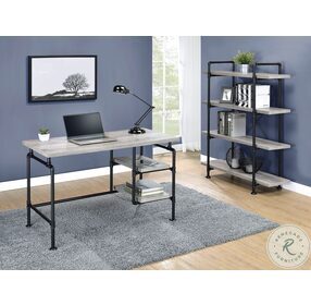 Delray Gray Driftwood And Black Home Office Set