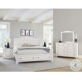 Cool Farmhouse Soft White Sleigh Storage Bedroom Set