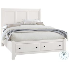 Cool Farmhouse Soft White Queen Panel Storage Bed