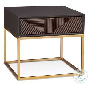 Beader Black And Gold Rectangular End Table