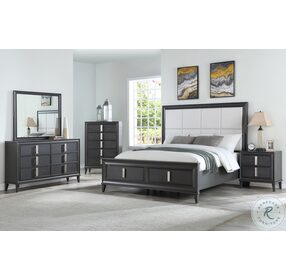 Lorraine Dark Grey Upholstered Storage Panel Bedroom Set