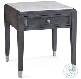 North Bend Graphite And White Marble Top End Table