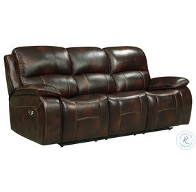 Mahala Dark Brown Leather Power Double Reclining Sofa