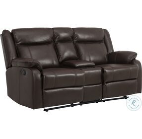 Jude Brown Double Glider Reclining Console Loveseat