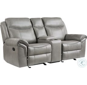 Aram Gray Glider Reclining Loveseat With Console