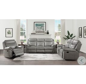 Aram Gray Glider Reclining Living Room Set With Center Drop Down Cup Holders