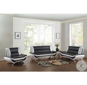 Veloce Black and Ivory Living Room Set