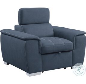 Ferriday Blue Chair With Pull Out Ottoman