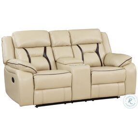 Amite Beige Double Reclining Console Loveseat